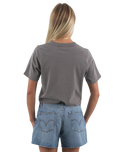 The Born by the Sea Womens Cornwall Palm Heavy Faded Crop T-Shirt in Faded Grey
