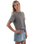 The Born by the Sea Womens Cornwall Palm Heavy Faded Crop T-Shirt in Faded Grey
