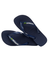 The Havaianas Mens Brazil Logo Flip Flops in Navy Blue