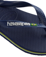 The Havaianas Mens Brazil Logo Flip Flops in Navy Blue