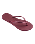 Slim Logo Metallic Flip Flops in Amaranth