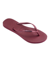 Slim Logo Metallic Flip Flops in Amaranth