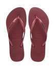 Slim Logo Metallic Flip Flops in Amaranth