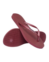 Slim Logo Metallic Flip Flops in Amaranth
