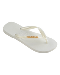 Logo Metallic Flip Flops in White