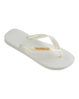 Logo Metallic Flip Flops in White
