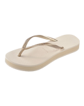 Slim Flatform Flip Flops in Beige
