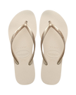 Slim Flatform Flip Flops in Beige