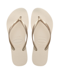 Slim Flatform Flip Flops in Beige