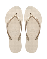Slim Flatform Flip Flops in Beige