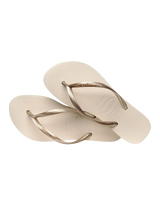 Slim Flatform Flip Flops in Beige