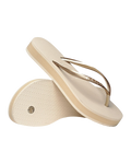 Slim Flatform Flip Flops in Beige