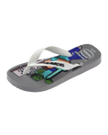 Boys Minecraft Flip Flops in Steel Grey & White