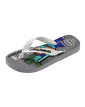 Boys Minecraft Flip Flops in Steel Grey & White