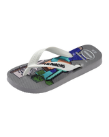 Boys Minecraft Flip Flops in Steel Grey & White