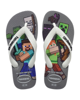 Boys Minecraft Flip Flops in Steel Grey & White