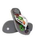 Boys Minecraft Flip Flops in Steel Grey & White