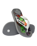Boys Minecraft Flip Flops in Steel Grey & White