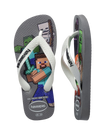 Boys Minecraft Flip Flops in Steel Grey & White