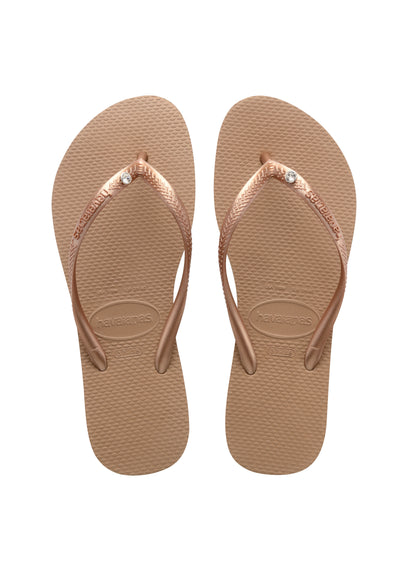 The Havaianas Womens Slim Crystal SW II Flip Flops in Rose Gold