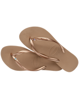 The Havaianas Womens Slim Crystal SW II Flip Flops in Rose Gold