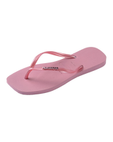 Square Logo Metallic Flip Flops in Rose Chiffom
