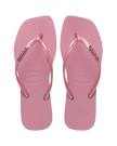 Square Logo Metallic Flip Flops in Rose Chiffom