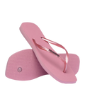 Square Logo Metallic Flip Flops in Rose Chiffom