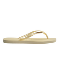 Square Logo Metallic Flip Flops in Buttercream