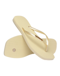 Square Logo Metallic Flip Flops in Buttercream