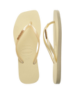 Square Logo Metallic Flip Flops in Buttercream