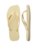 Square Logo Metallic Flip Flops in Buttercream