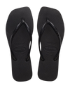 Slim Square Flip Flops in Black