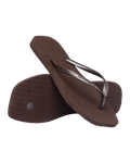 Slim Square Flip Flops in Dark Brown