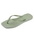 Slim Square Flip Flops in Smoke Green