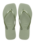 Slim Square Flip Flops in Smoke Green