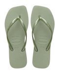 Slim Square Flip Flops in Smoke Green