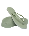 Slim Square Flip Flops in Smoke Green