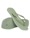 Slim Square Flip Flops in Smoke Green