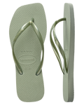 Slim Square Flip Flops in Smoke Green