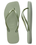 Slim Square Flip Flops in Smoke Green