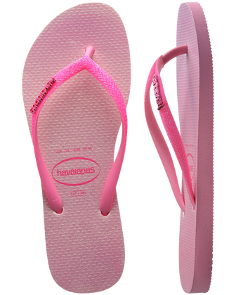 The Havaianas Womens Slim Glitter Iridescent Flip Flops in Pink Lemonade