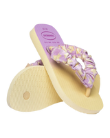 Girls Fluffy Flip Flops in Buttercream