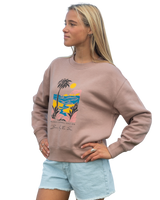 The Born by the Sea Womens Postcard Sweatshirt in Hazy Pink