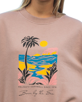The Born by the Sea Womens Postcard Sweatshirt in Hazy Pink