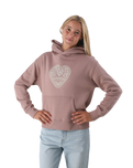 The Born by the Sea Womens Mandala Heart Hoodie in Hazy Pink