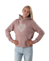 The Born by the Sea Womens Mandala Heart Hoodie in Hazy Pink