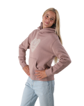 The Born by the Sea Womens Mandala Heart Hoodie in Hazy Pink