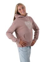 The Born by the Sea Womens Mandala Heart Hoodie in Hazy Pink