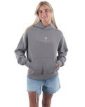 The Born by the Sea Womens Cornwall Palm Faded Hoodie in Faded Grey